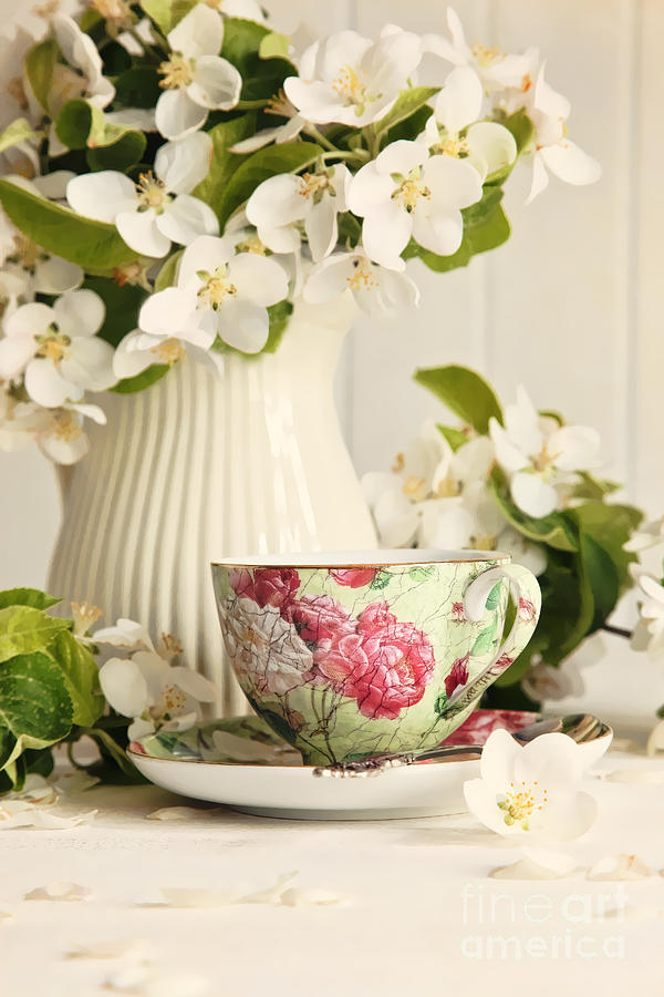 Tea cup with fresh flower blossoms #2 Photograph by Sandra Cunningham