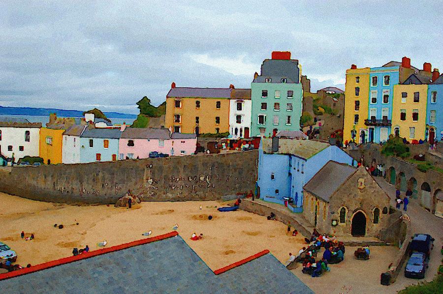 Tenby Village and Castle Wall #1 Photograph by Tam Ryan