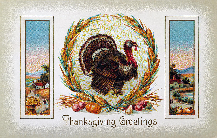 Thanksgiving Card, 1910 #1 Photograph by Granger