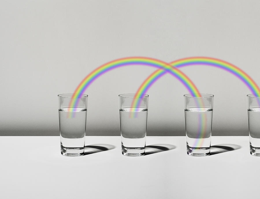 The Cup Filled With Water And A Rainbow #1 Digital Art by Yagi Studio