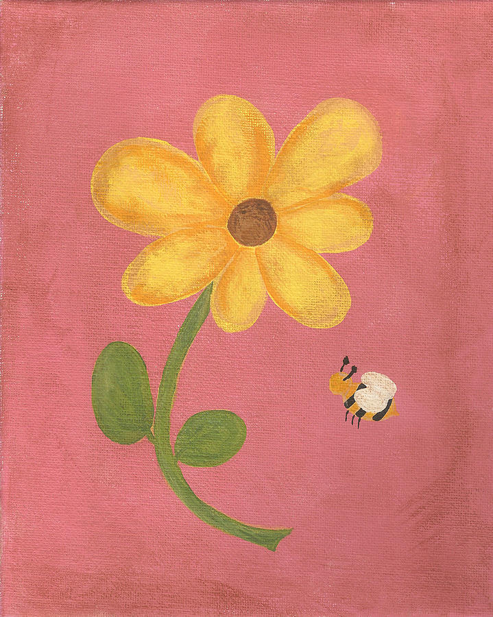Nature Painting - The Flower and the Bee #1 by Katie Carlsruh