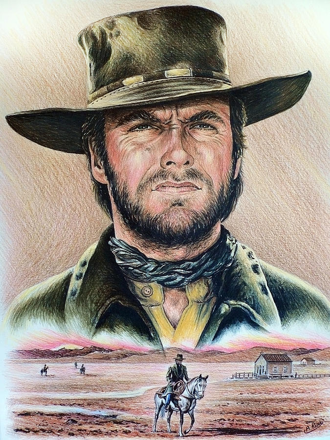 Clint Eastwood Drawing - The Stranger #2 by Andrew Read