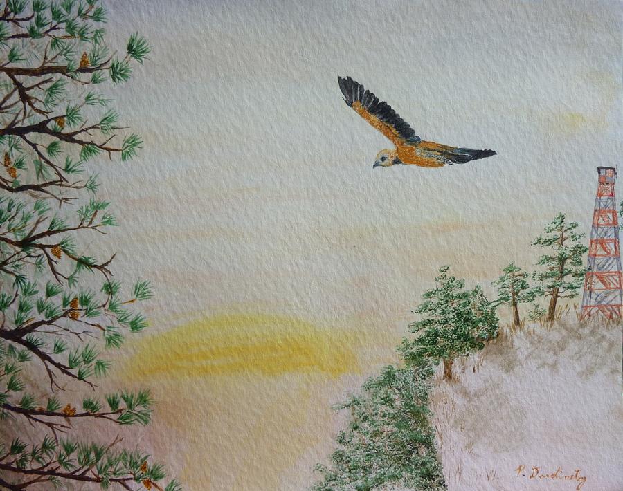 Hawk Painting - The Tower #1 by Patty Dopkin
