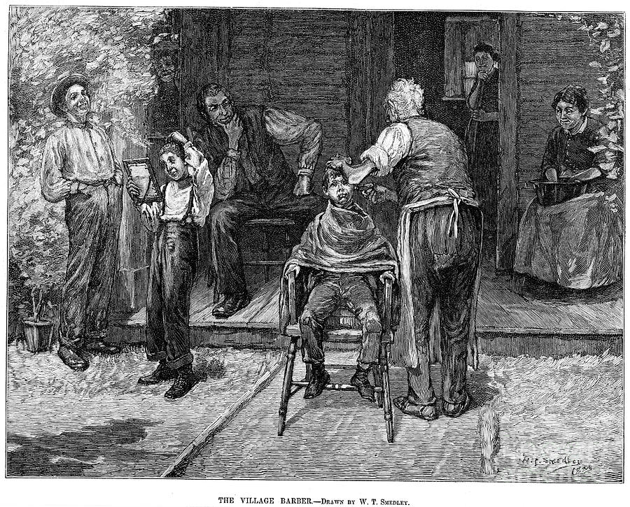 The Village Barber, 1883 #1 Photograph by Granger