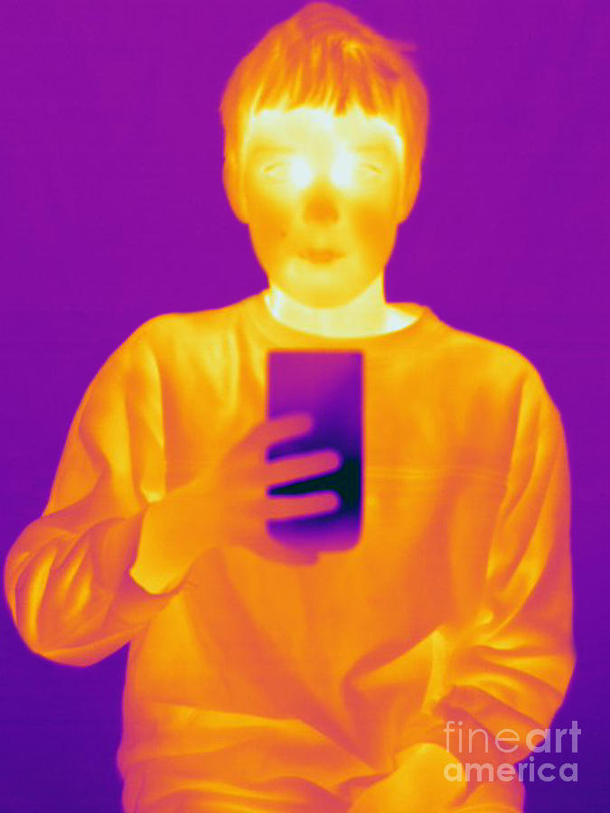 Thermogram Of A Boy Drinking #1 Photograph by Ted Kinsman