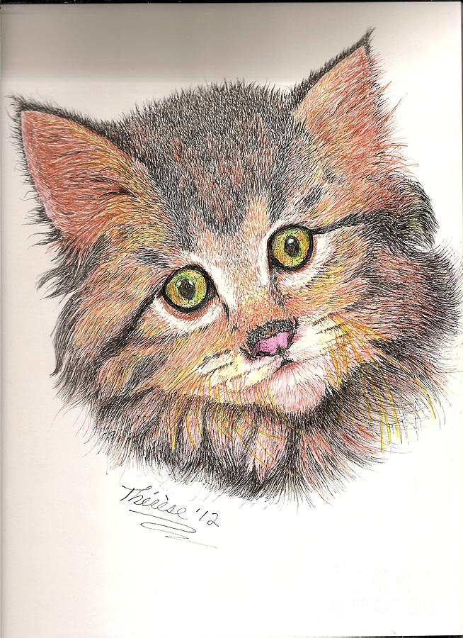 Cat Drawing - Tiger #1 by Bill Hubbard