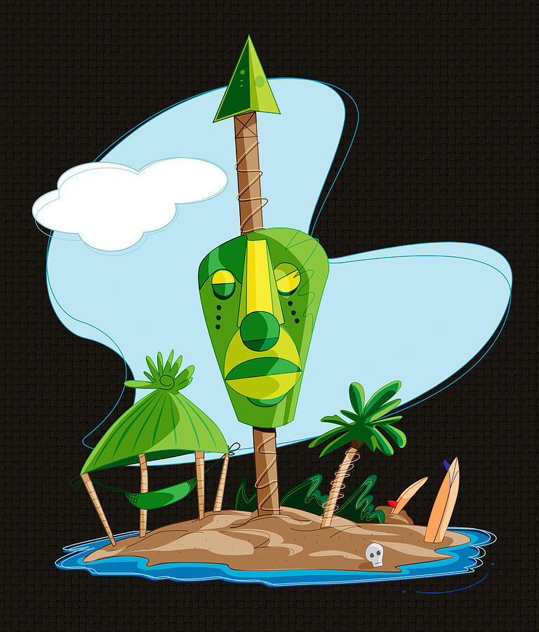 Jungle Digital Art - Tiki Island #1 by Ron Regalado