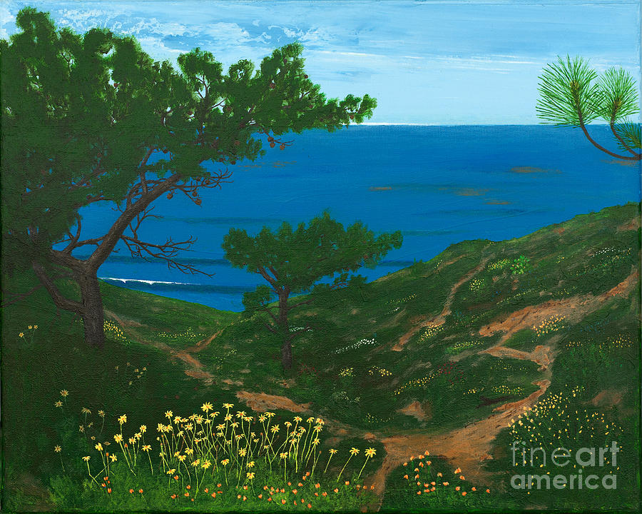 Torrey Pines Trails #1 Painting by L J Oakes