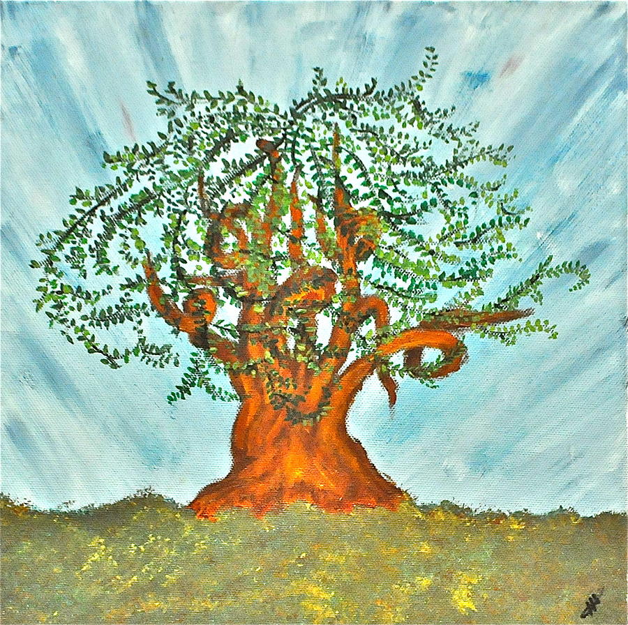Tree Painting - Tree In Motion #1 by Heather  Hubb