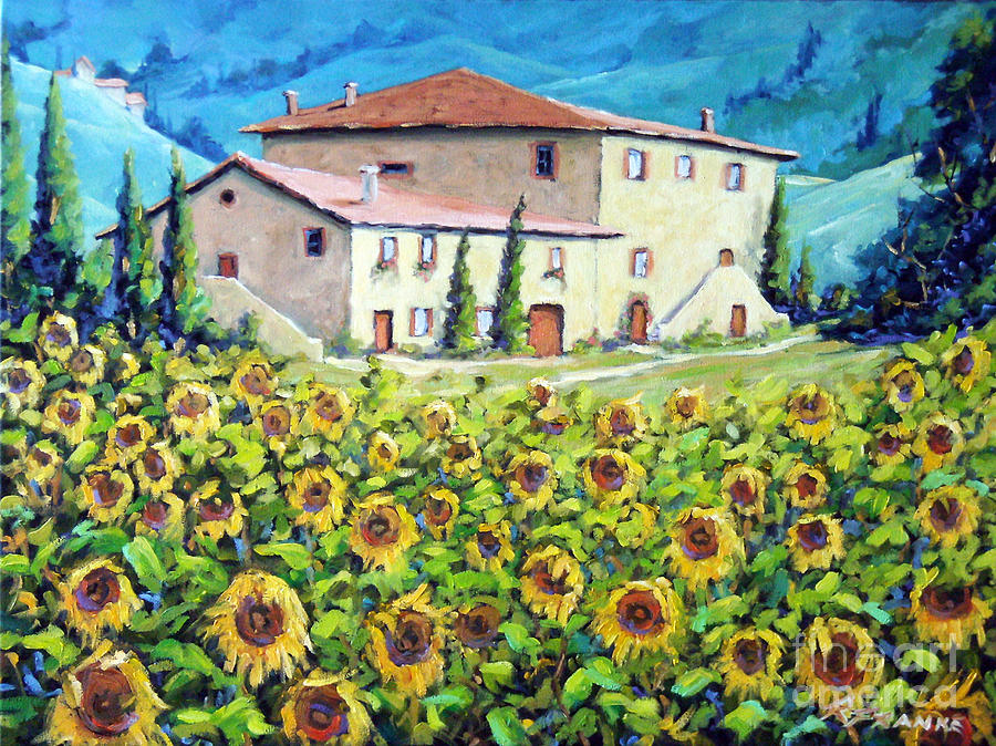 Tuscan Sunflowers  Painting by Richard T Pranke