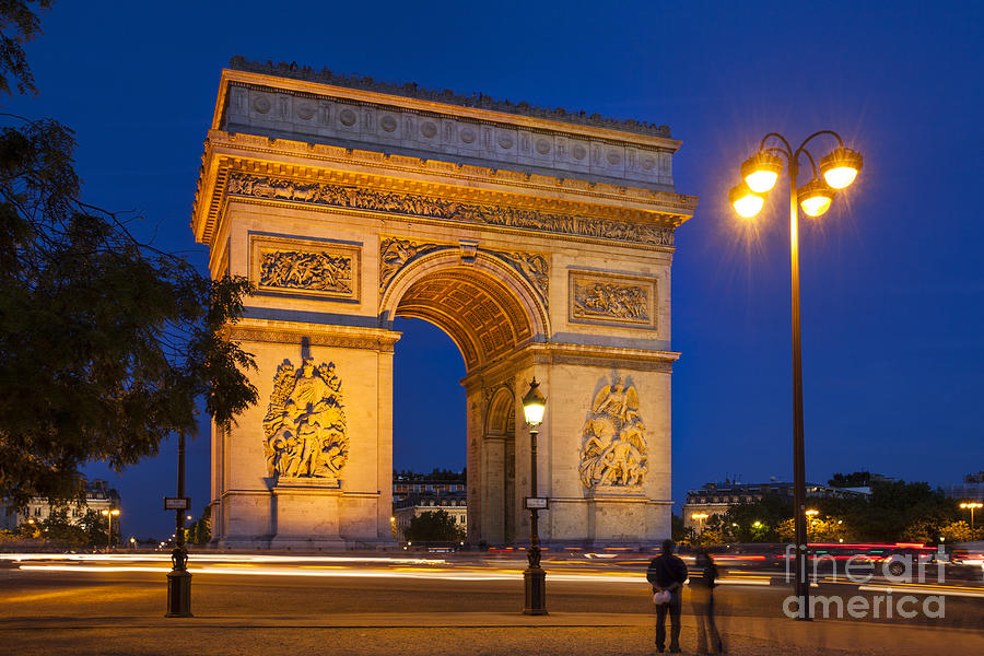 Architecture Photograph - Twilight at Arc de Triomphe #1 by Brian Jannsen