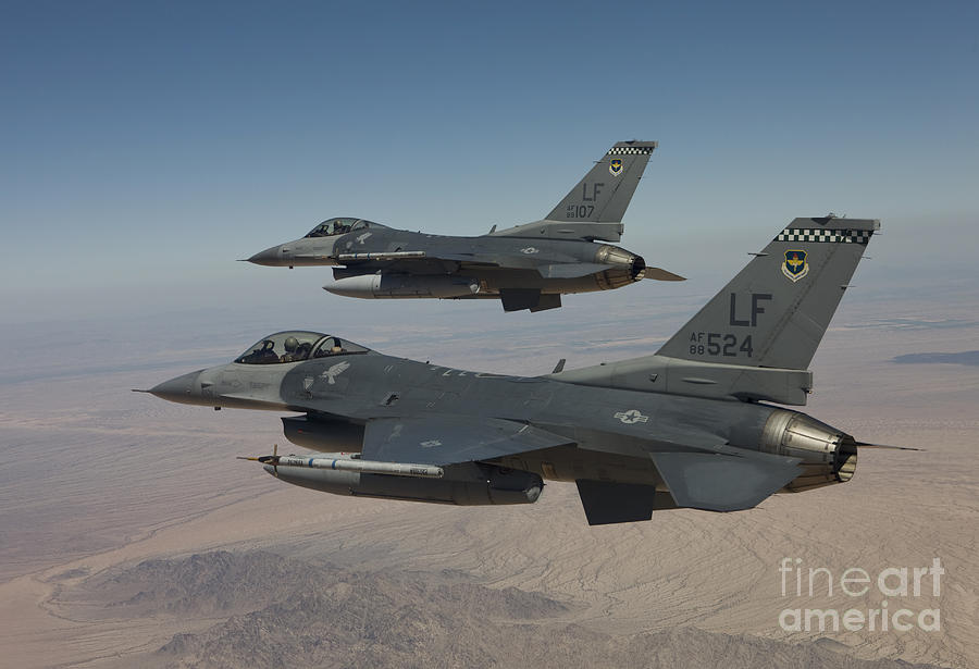 Two F-16s Fly In Formation Over Arizona Photograph
