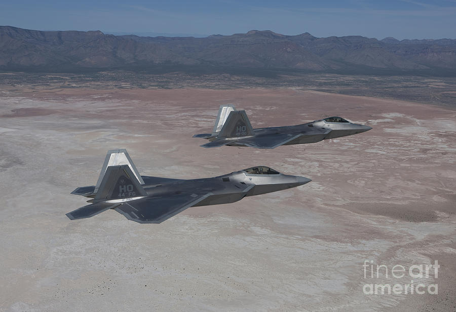 Two F-22 Raptors On A Training Mission Photograph