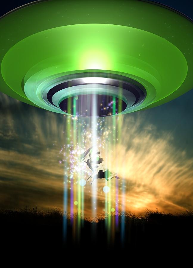 Ufo Cattle Abduction, Conceptual Artwork #1 Digital Art by Victor Habbick Visions