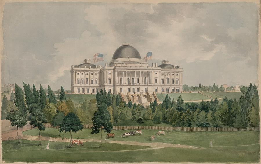 United States Capitol Building In 1828 #1 Photograph by Everett