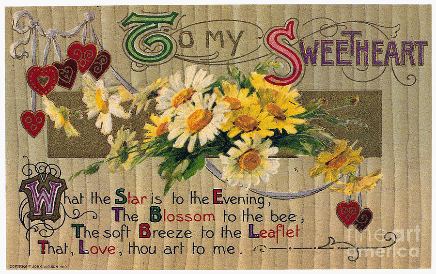 Valentines Day Card, 1910 #2 Photograph by Granger