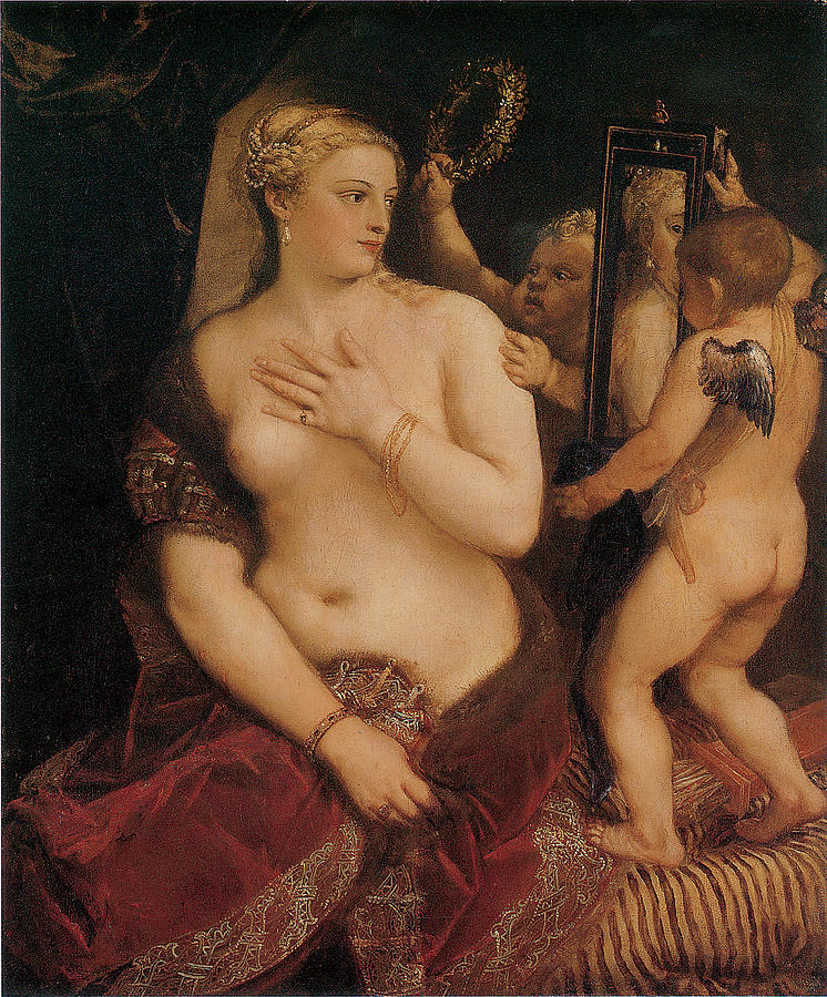 Titian Painting - Venus with a Mirror #1 by Titian