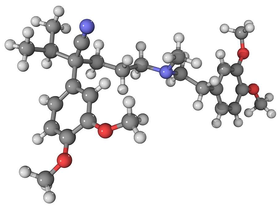 Molecular Photograph - Verapamil Drug Molecule #1 by Laguna Design