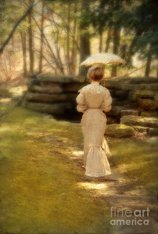 Victorian Lady Walking A Garden Path Photograph By Jill Battaglia