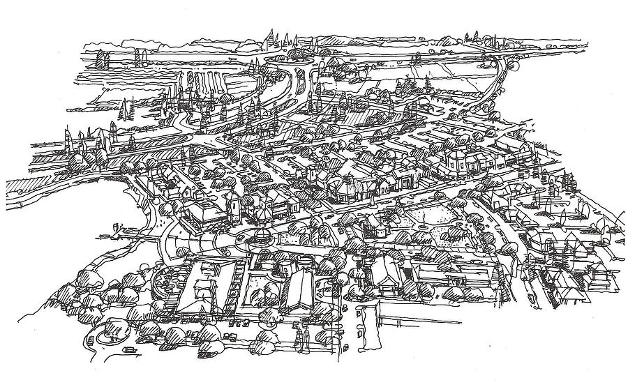 Village #1 Drawing by Andrew Drozdowicz