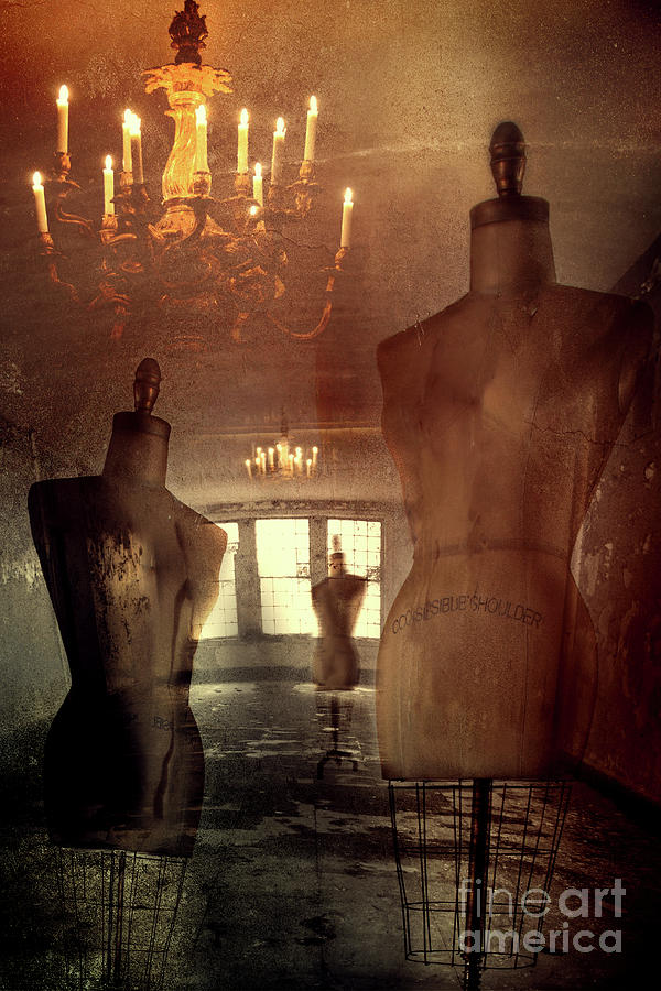 Vintage dressforms with abstract grunge background #1 Photograph by Sandra Cunningham