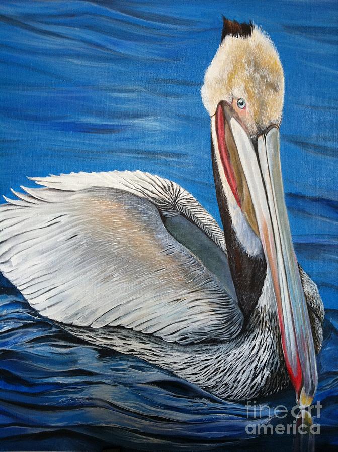 Pelican Painting - Waiting #1 by Nornan LeCoq