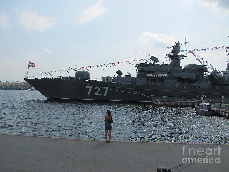City Photograph - warship in Peterburg #1 by Yury Bashkin