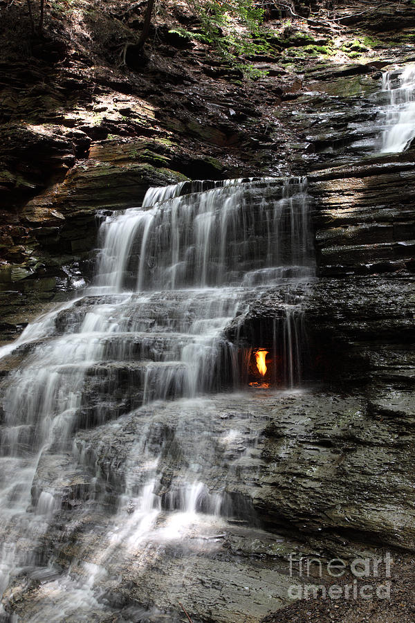 Waterfall And Natural Gas #1 Photograph by Ted Kinsman