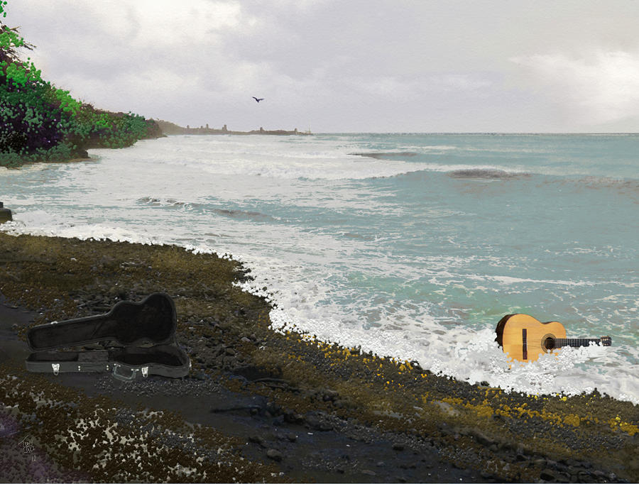 Wet Guitar #1 Digital Art by Tony Rodriguez