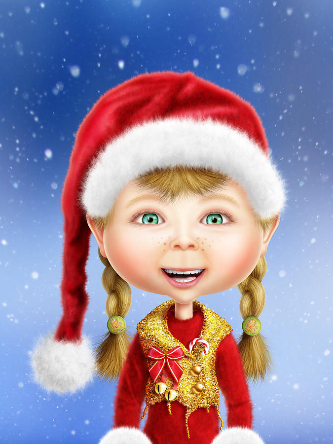 Christmas Digital Art - Whimsical Christmas Elf #1 by Bill Fleming
