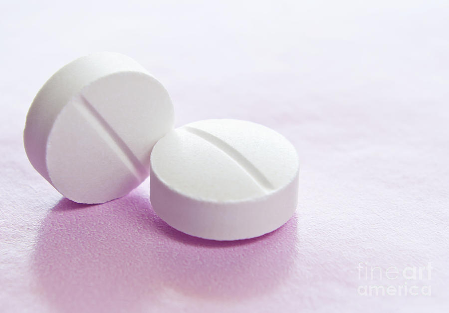 Antibiotics Photograph - White tablets #1 by Blink Images