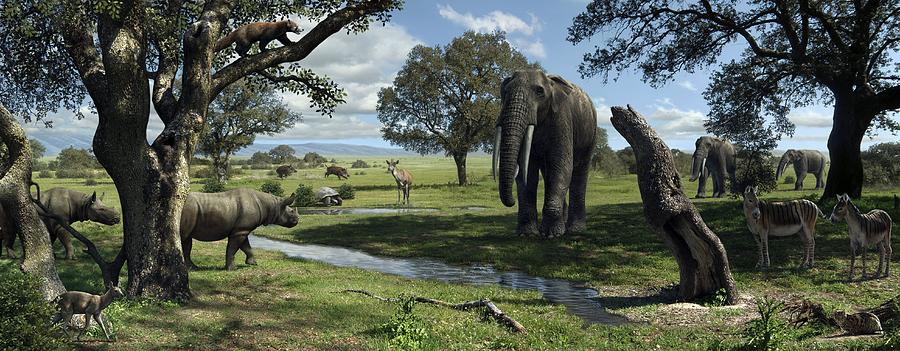 Wildlife Of The Miocene Era, Artwork by Mauricio Anton