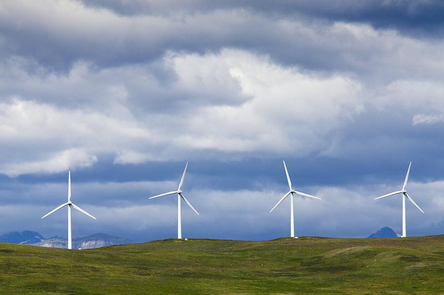 Mountain Photograph - Wind Turbines At Pincher Creek #1 by Bob Gibbons