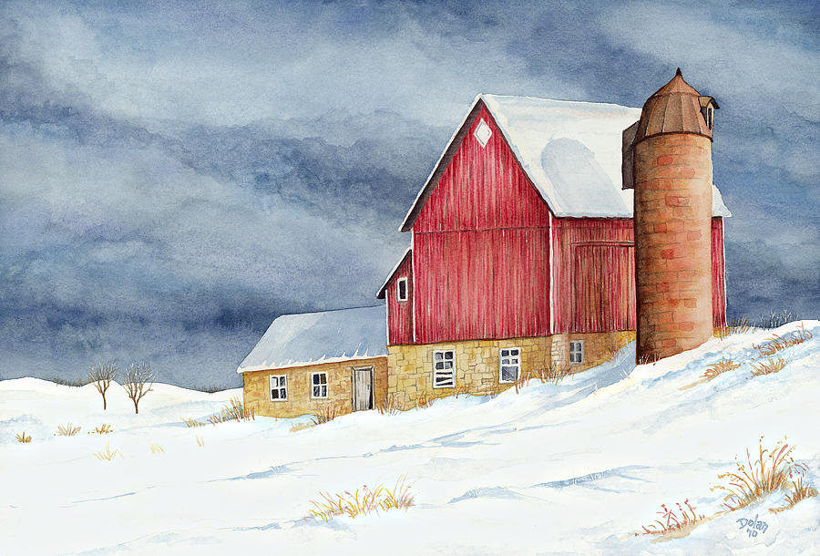 Barn Painting - Winter Barn #1 by Greg Dolan