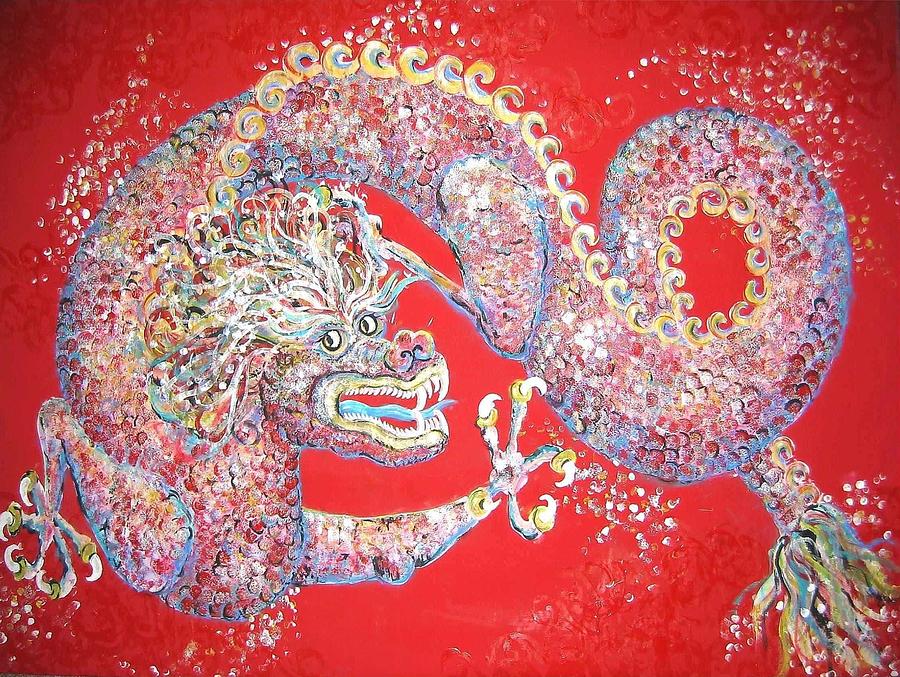 Wood meets Fire Dragon #1 Painting by Suzan  Sommers