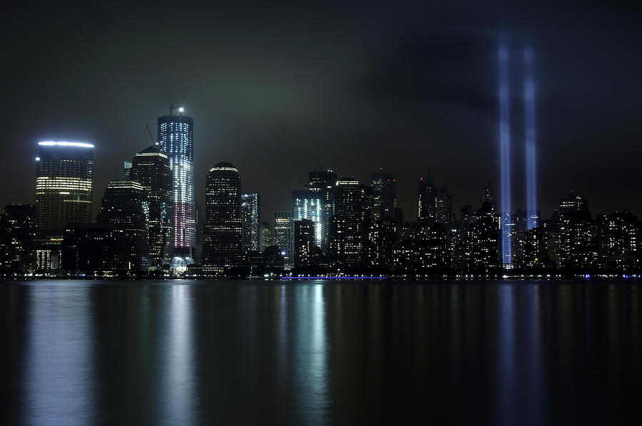 World Trade Center Memorial Lights #1 Photograph by Michael Dorn