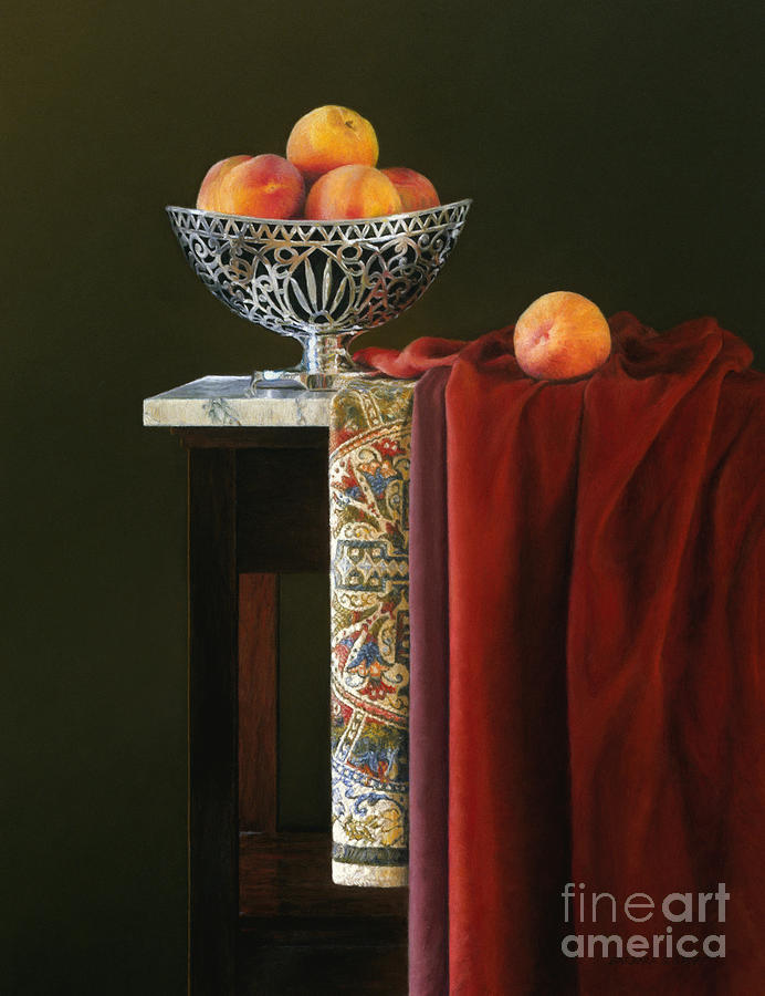 Still Life Painting - Yellow Silver and Red by Barbara Groff