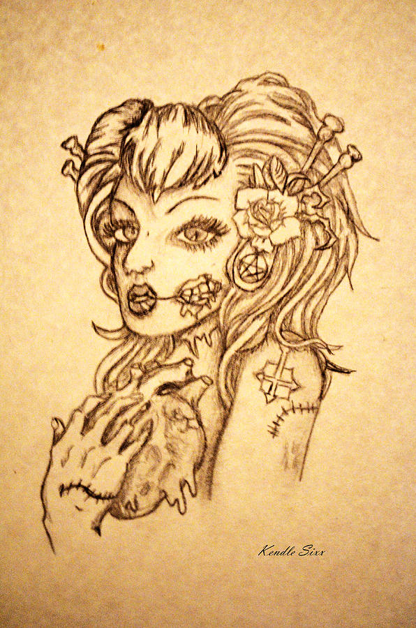 Zombie Heart Drawing by Kendle Sixx