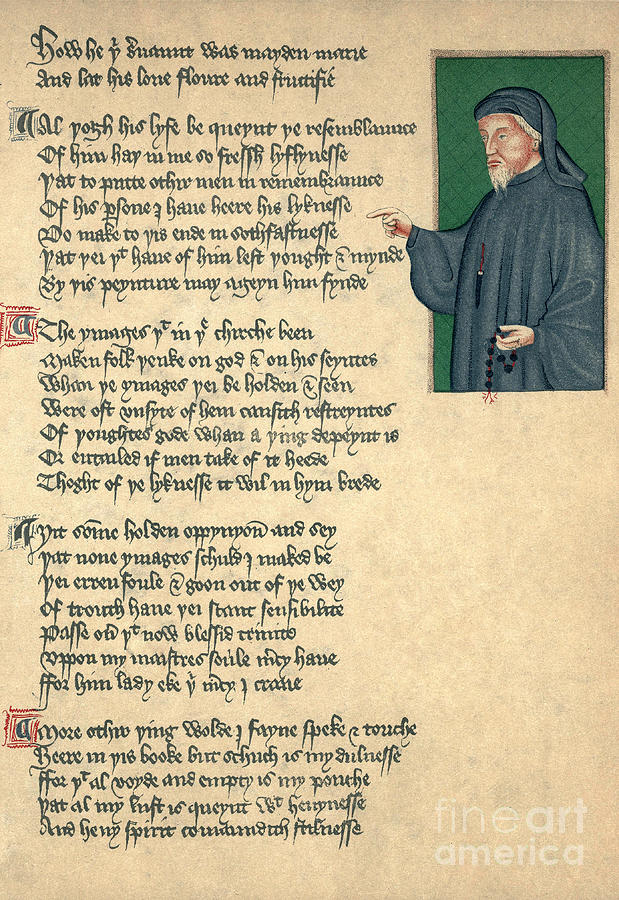 Poetry Photograph - Geoffrey Chaucer by Photo Researchers