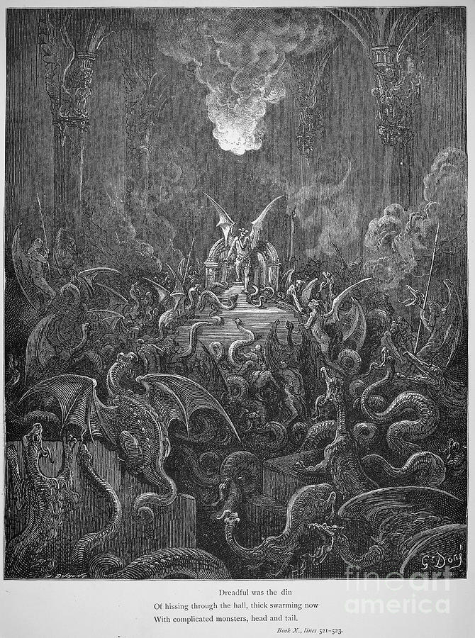 Milton Paradise Lost Drawing by Gustave Dore - Fine Art America