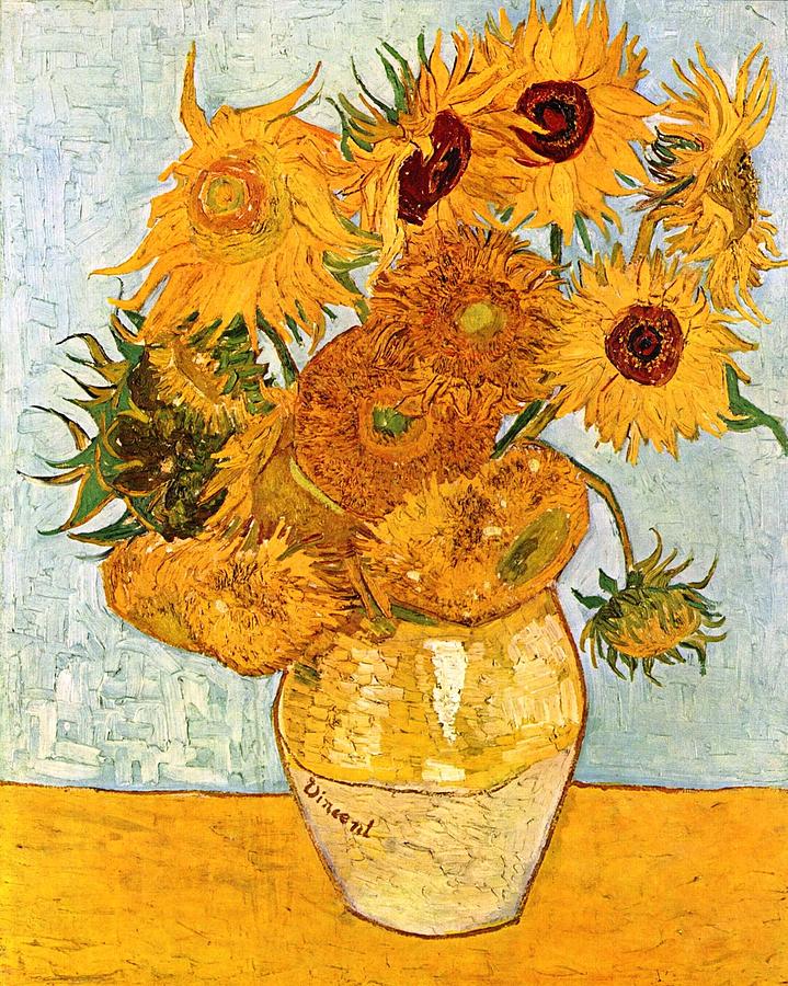 Vincent Van Gogh Painting - 12 Sunflowers In A Vase by Sumit Mehndiratta