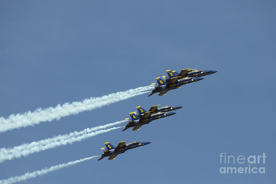 Airplane Photograph - The Blue Angels Perform Aerial #13 by Stocktrek Images