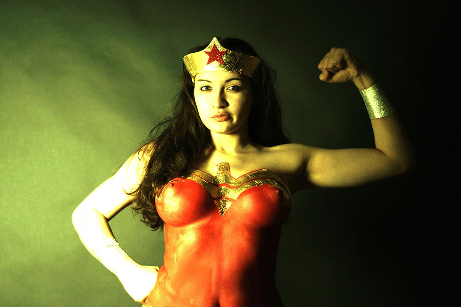 Wonder Woman Photograph - Wonder Woman Body Painting by RoByn Thompson.