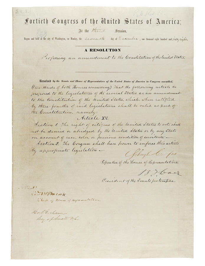 1870s Photograph - 15th Amendment To The U.s. Constitution by Everett