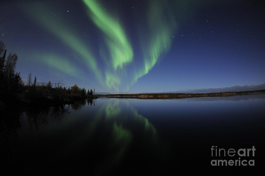 Aurora Borealis Over Long Lake Photograph