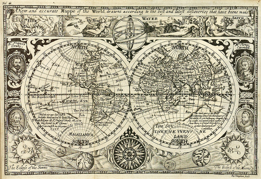 1628 Map of the World Photograph by Bill Cannon