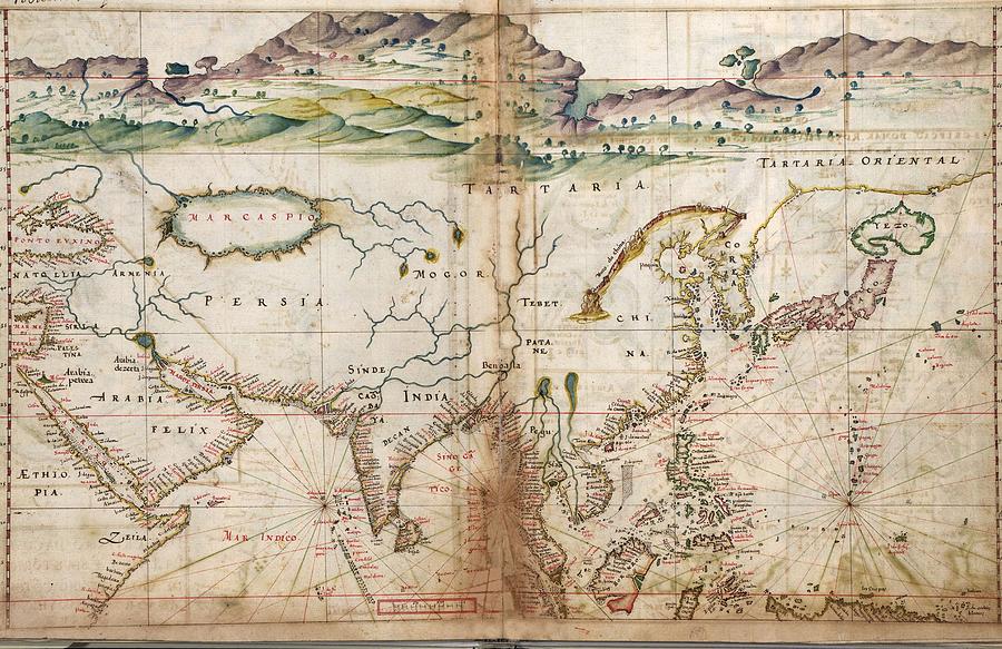 Map Photograph - 1630 Portuguese Maps, Showing Details by Everett
