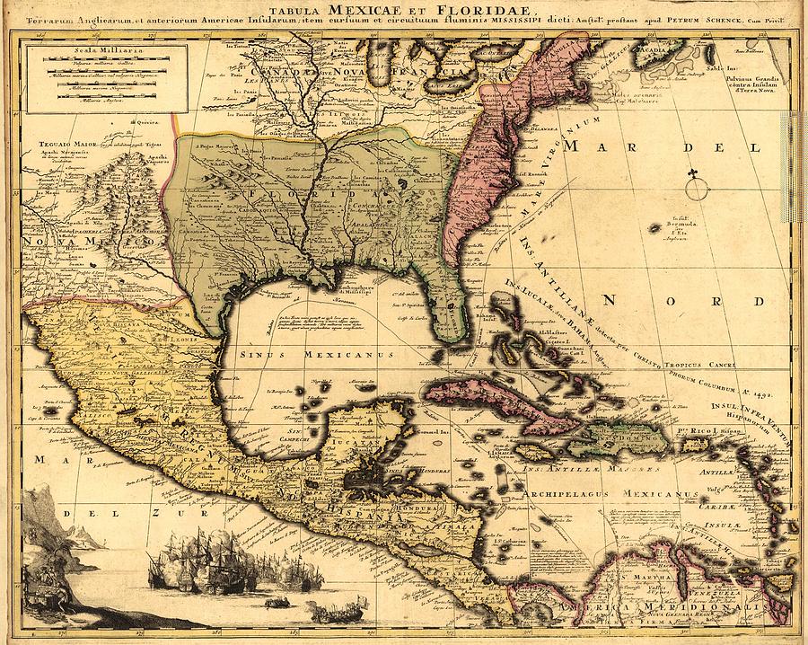 1710 Dutch Map Of North America by Everett