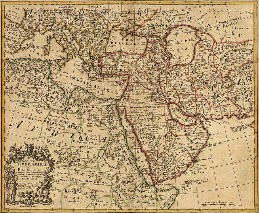 1721 Map Of Turkey, Arabia, And Persia Photograph by Everett - Fine Art ...