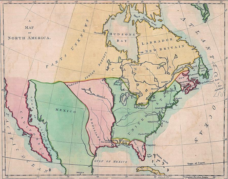 1803 Map Of North American Showing by Everett